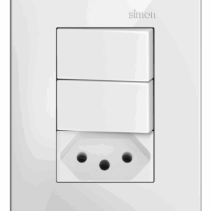 CONJUNTO 2 INTERRUPTORES SIMPLES 10A 250V + 1 TOMADA 2P+T PADRÃO BRASILEIRO 10A 250V - BRANCO - SIMON 35