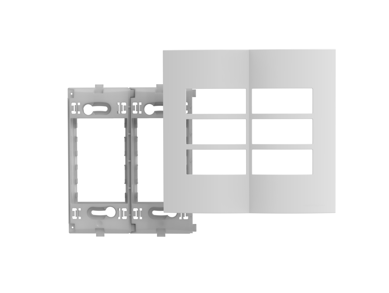 05039.0406.44.png Placa 6 Modulos 4X4 + Suporte Branco Atria - Imagem 1