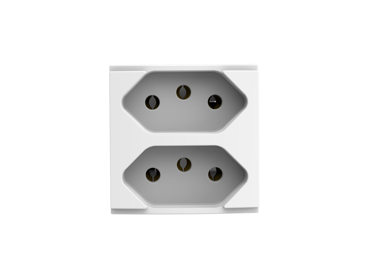 05039.0500.10.png Modulo Tomada 2P+T Duplex 10A 250V Branco Atria - Imagem 1