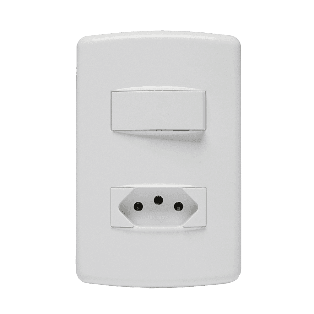 853021_1.png Conjunto 1 Interruptor Simples + 1 Tomada 2P+T 10A Duale Up - Imagem 1